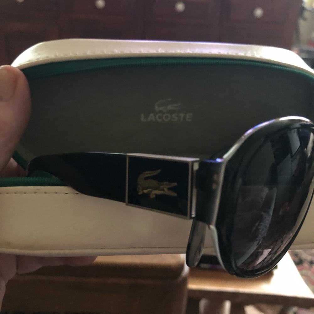 Lacoste Black Oversized Sunglasses with Gradient Lenses